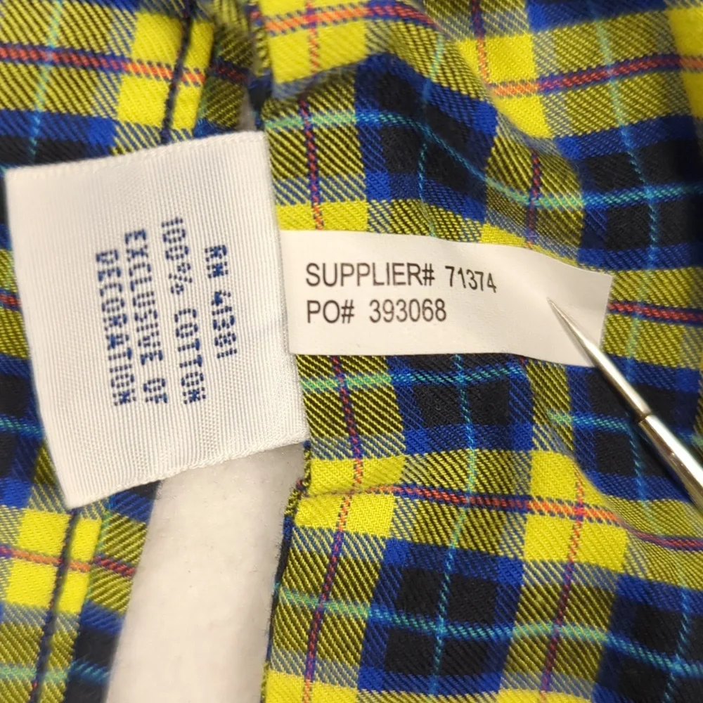Polo Ralph Lauren Yellow & Blue Plaid‎ Long Sleeve Button-down Mens Shirt Size L